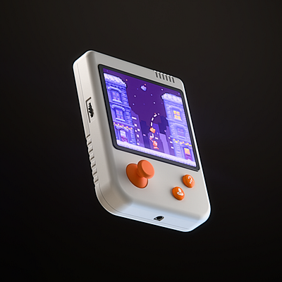 Portable console with a new year game 2dgame 3dmodeling ae animation blender cadmodeling christmas cycles new year plasticity portableconsole ps recraft