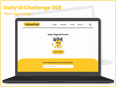 Challenge #008 - 404 Page Design | Daily UI 404pagedesign creativedesign dailyui designchallenge designinspiration errorpagedesign illustrationdesign minimaldesign modernui playfuldesign robotillustration uidesign userexperience uxdesign webdesign yellowpixel