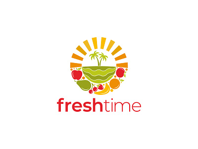 Freshtime - Logo Design fresh time fruit fruit logo fruit time summer summer logo watermelon watermelon logo