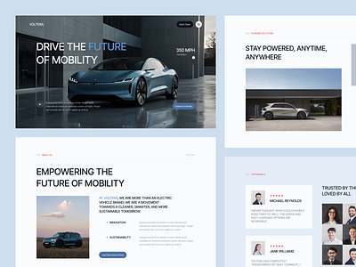 Voltera - Electric Vehicle & Charging Station Website Design electric vehicle elementor landingpage modern website ui ui design web design website design