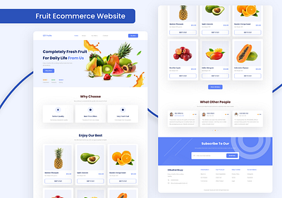 Fruits Ecommerce Website Figma & Adobe XD Template e commerce ecommerce figma figma e commerce website design fruits fruits selling website illustration online commerce website online ecommerce website online seller ui ux vegetable ecommerce web design website design website design ui