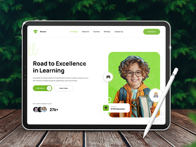 Educational website design academy children course duolingo e learning edtech education kids landing page lessons online tutoring school skills stem education student study teacher udemy ui design website design