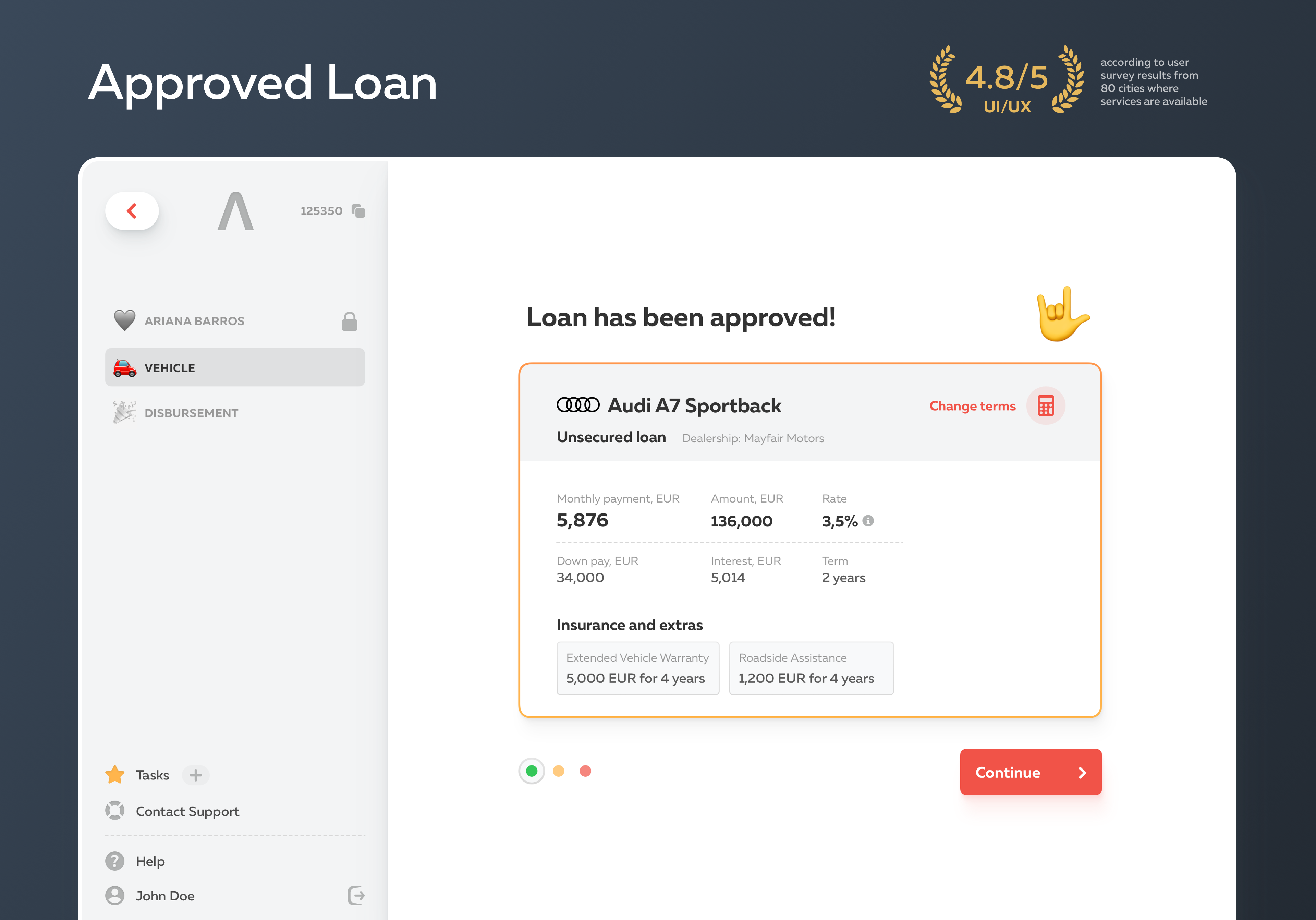 Car Loan Management Platform: Approved Loan application car loan finance fintech loan management minimal modern responsive ui ux web design