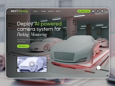 Ai Powered camera parking monitoring 3d ai blender camera car landingpage logo ui