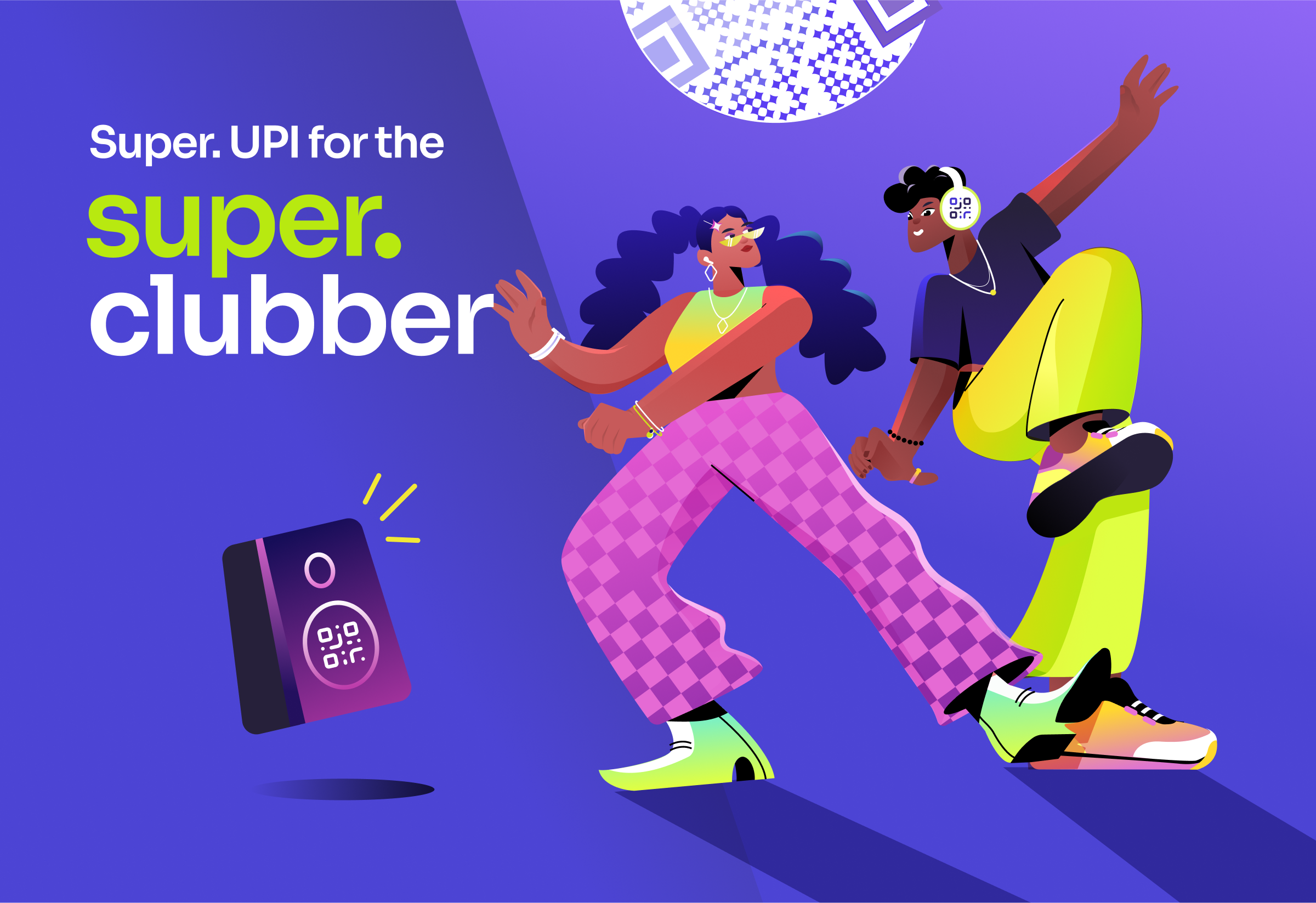 Celebrating the ‘Super’ in everyone. branding cashback character club dance disco finance fintech graphic design illustration india money music party people rewards ui vector
