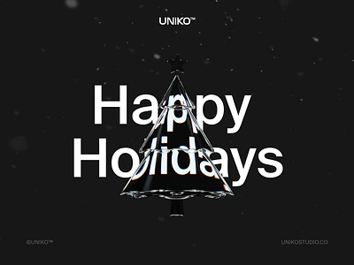 Happy Holidays! 3d 3d christmas tree animation branding christmas christmas tree creative studio design studio digital postcard glass effect happy holidays holiday season minimalistic snow uniko uniko studio winter magic