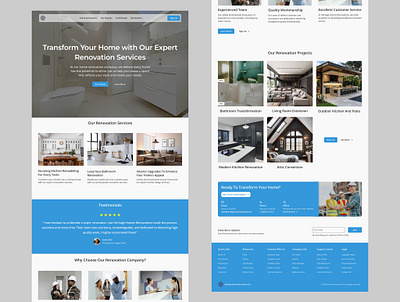 A landing page for a home renovation company. home landing page renovation ui design webpage website