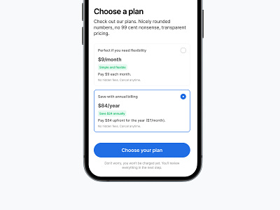 Choose a plan flat microcopy plan plans pricing responsive simple transparency ui usability user interface ux web design website