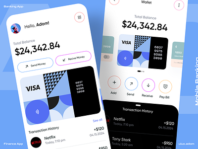 Mobile Banking App adom app app design app ui bank app banking banking app design finance finance app mobile banking app ui ux wallet app