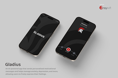 The mobile app named "Gladius" has been designed by Ansysoft adobepjotoshop aicompanion aipowered aiwellness digitalwellbeing goalsetting mentalhealthapp mentalhealthjourney mentalhealthsupport mentalwellness mindfulnessapp mobileapp motivationapp personalgoals personalizedai personalizedcare selfcareapp wellbeingapp