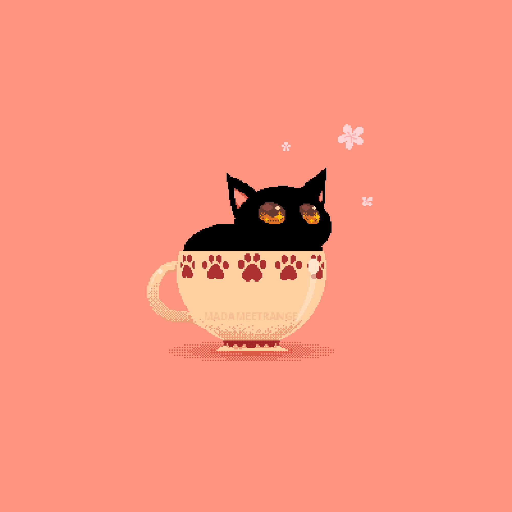 Kitten in cup 2d animation aseprite gameart pixelart