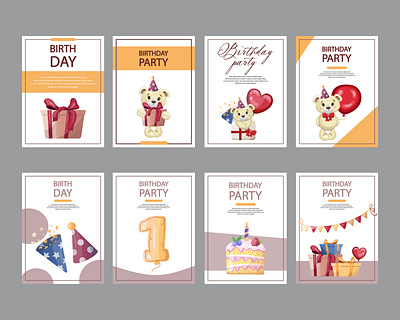 Birthday party card templates with festive designs stylish