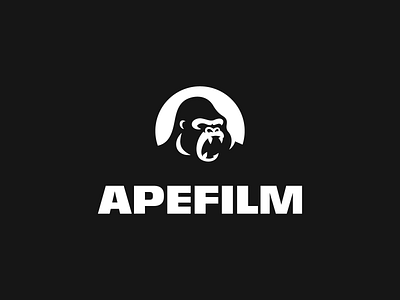 APEFILM ape chimp chimpanzee circle creative film gorilla logo logo design monkey movie production negative space simple