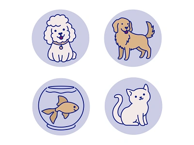 Pets icons. Line art vector illustrations of dog, cat and fish animal black and white cat dog drawing fish home illustration kitty line drawing lineart minimal pet pet app pet care petshop petstore puppy vector veterinary