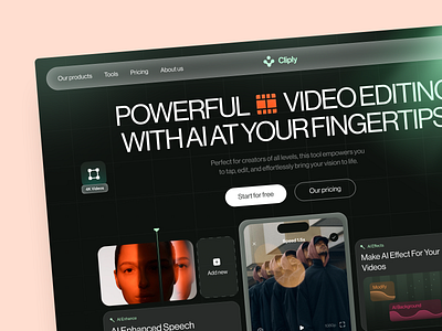 Cliply - Web Design for AI ai design graphic design interface product service startup ui ux web website
