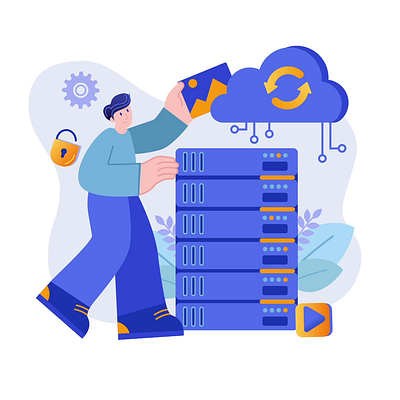 Cloud Storage 2D Animation 2d animation backup characters cloud computing cloud security cloud storage data management file management file upload flat illustration man motion secure storage server synchronization system tech workflow