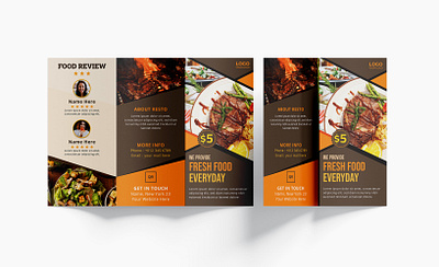 Restaurant trifold brochure design, Fast food menu template illustrator