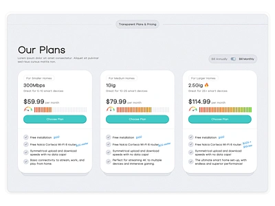 Plans & Pricing Section 🫧 3d animation branding design fiber motion graphics network novos plans pricing skeumorphism ui