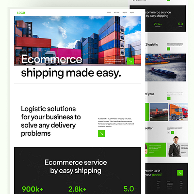 Logistics Solutions - Landing Page branding courier design flat landing page logistics shipping ui web application website