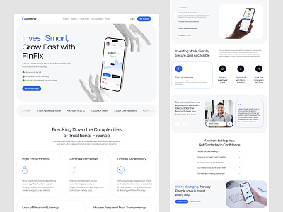 FinFix - Finance Investment Website b2b banking clean digital banking exchange finance financial financial service fintech investment landing page modern money payment saas startup transaction ui wealth website
