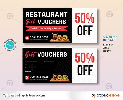 Restaurant Gift Voucher Canva Design Template canva gift voucher card canva gift voucher design gift card templates gift voucher templates restaurant