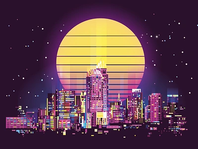 Synthwave Charlotte Skyline charlotte city illustration illustrator poster retro skyline synthwave vaporwave vector