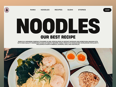 Ramu - Restaurant Landing Page app app design application branding company design food food menu food service graphic design logo logomark menu mobile app noodle poster posterdesign service ui ux