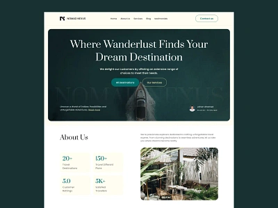 Nomad Nexus - Online Travel Agency Landing Page adventure agency corporate landing page online travel agency researvation ssa startup tarvelling ticket booking tourism tourist travel travel agency traveling trip uiux vacaion web design webflow