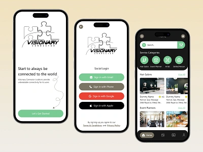 Visionary Connector - Service Marketplace App UI Design app design app development app ui mobile app mobile design uiux user interface