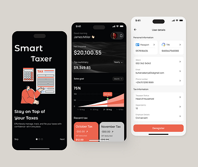 SmartTaxer - Tax management app app design design finance finance app fintech fintech app mobile app mobile application mobile ui money app money management payroll tax tax calculator tax management taxes ui ui design uiux ux