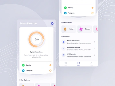 Exploration Cleaner Mobile App app cleam junk file design mobile ui ux