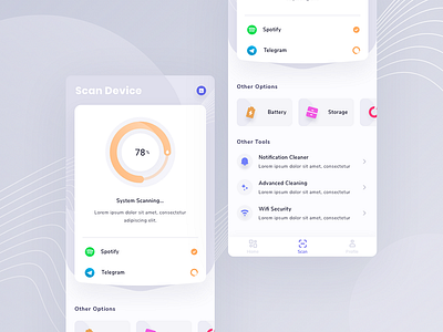 Exploration Cleaner Mobile App app cleam junk file design mobile ui ux