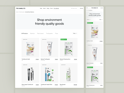 E-Commerce Shop Page - Eco Oral Care bamboo toothbrush website dental website design e commerce shop page eco website design green website design hygiene shop oral care e commerce oral care ui oral care website product details page product listing page shop page design toothpaste website ui uxui