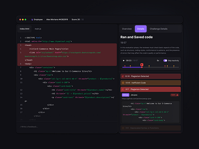 Developer Code Review Concept app app design check clean code dark theme design developers software track time ui