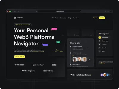Web3 Community chat community crypto crypto designer cryptocurrency dao defi finance forum hero landing landing page nft platform saas service talk trading web 3 web design