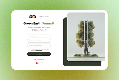 Green Earth Summit Sign-up Page dailyui graphic design ui