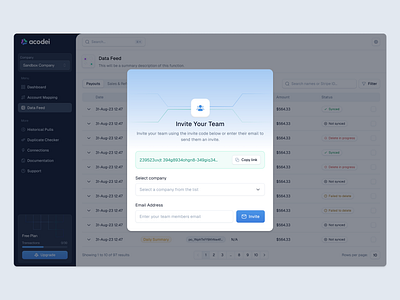 Invite Team Member - Acodei (SaaS) dashboard invite invite team lightmode product designer saas team member ui ui designer