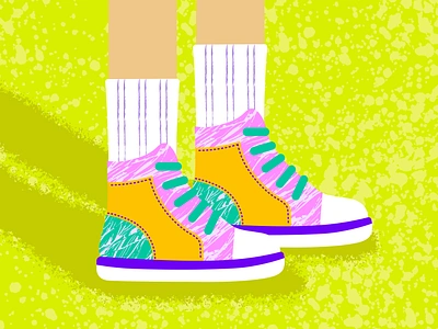 Sneaker Illustration art cartoon colorful design doodle fashion flat footwear fun graphic design icon illustration modern retro shoes sneaker sport stylish training vector