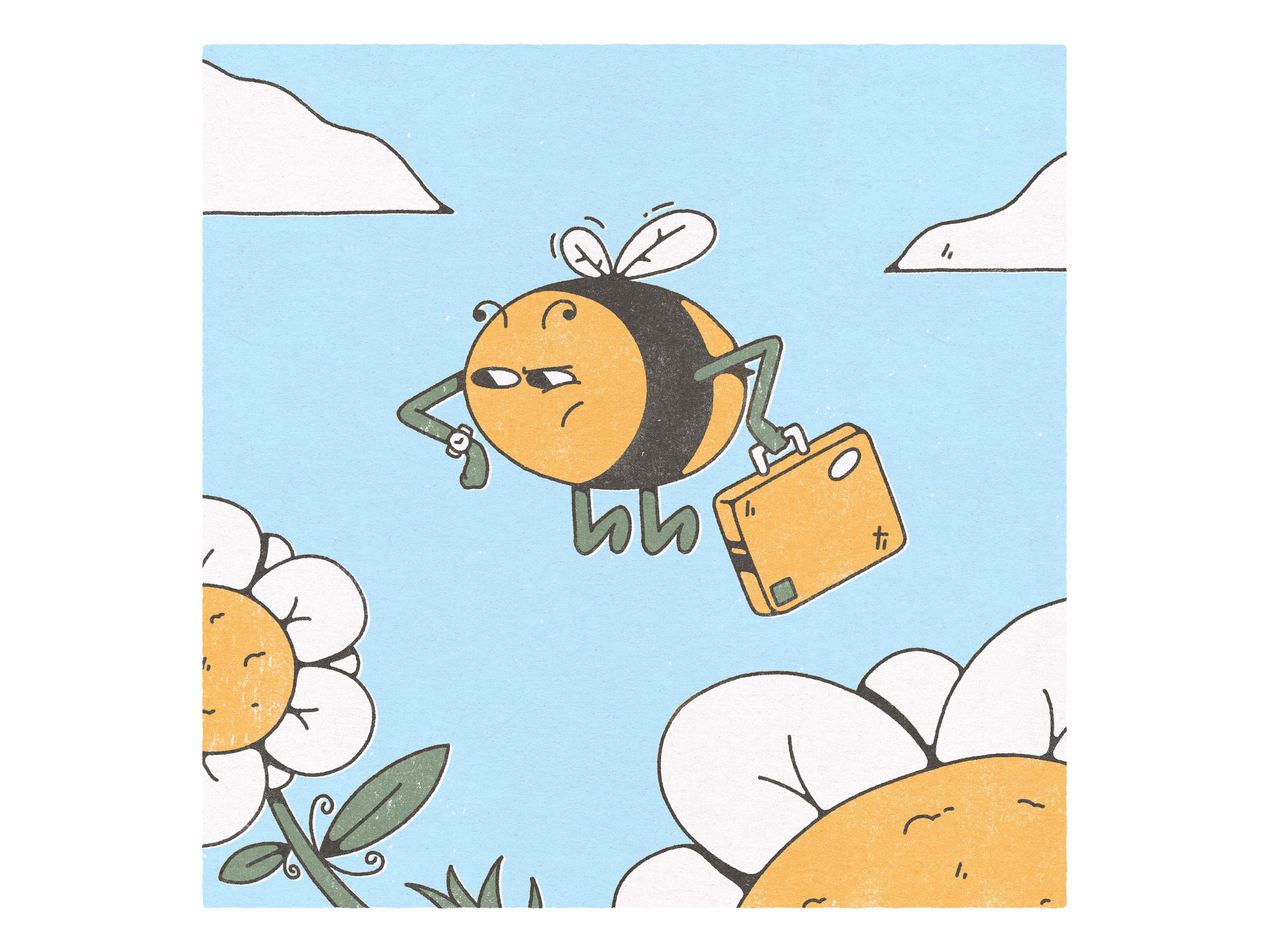 busy bee 2d after effects animation art artwork bee clean creative dribbble flower illustration minimal motion graphics nature procreate procreate dreams shot texture wildlife