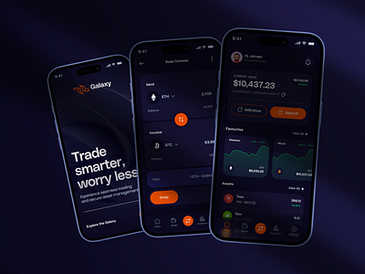 Crypto Trading Mobile App - Galaxy binance bitcoin coinbase crypto app crypto exchange crypto trading crypto wallet cryptocurrency finance fintech fintech app mobile app mobile app design trading app ui ux