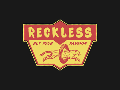 Reckless Patch Design apparel artwork badge branding design drawing ftw graphic design hand drawn illustration logo merch design merchandise motorcycle enthusiast patch t shirt design vector