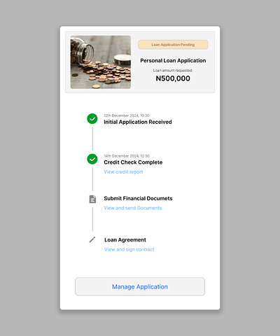 Loan Application Status Tracker design loan ui ui design uiux us user experience user interface ux website