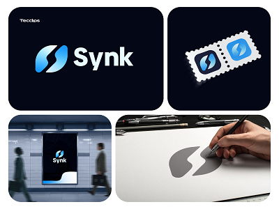 Synk - Tech Logo Design (Available For Sale) abcdefghijklmnop app icon app logo brand identity design creative logo design gradient logo icon logotype s logo saas smart logo software logo startup logo symbol tecclips tech company tech logo technology technology logo