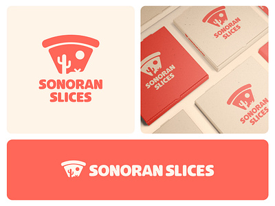 Pizza Logo Design for Sonoran Slices arizona az branding cactus catering clean delivery desert eat fast food food fresh logo logomark minimal modern pizza slice sonoran tasty