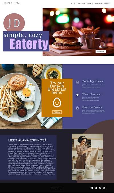 Jill's Diner Web Design (Project) app branding design graphic design illustration logo page site typography ui ux web web design web page web site webpage website