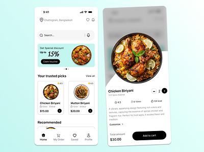 Food Delivery App UI Design app branding design graphic design logo typography ui ux vector