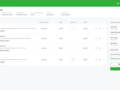 Service Estimator beyondid confirmation estimator figma green modal poppins table ui xd