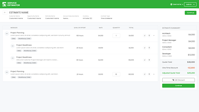 Service Estimator beyondid confirmation estimator figma green modal poppins table ui xd