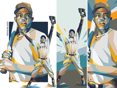 Willie Mays asrtstyle baseball baseballplayer colorful fanart illustration inspirational legendary portrait sport sport poster sportplayer sports unique yellow