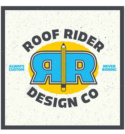 Roof Rider Design Co - Doodle Lockup blue bold branding custom design grain hand drawn illustration lettering lockup pencil roofriderdesignco rrdc texture typography yellow